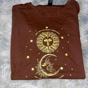 brown graphic oversized tee